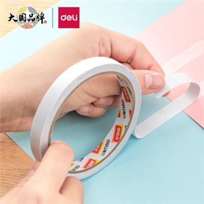 得力（deli）30400  膠帶/膠紙/封箱帶/膠布   雙面膠帶 高粘性棉紙雙面膠帶 9mm*10y*80um（白）