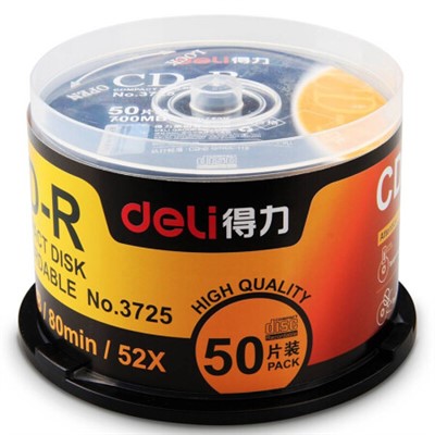 得力 deli 3725  光盤(pán)庫(kù)   得力光盤(pán) 空白CD-R刻錄DVD光盤(pán)刻錄碟 盒裝 CD-R(50片3725)